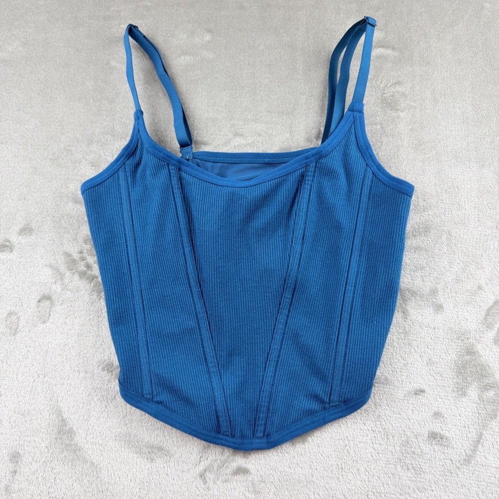 Colsie Women's Medium Ribbed Corset Cami Tank Top Blue HA-7351-5